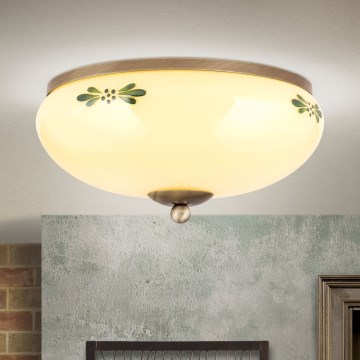 Mennyezeti lámpa LANDHAUS 2xE27/60W/230V átm. 28 cm bronz/bézs