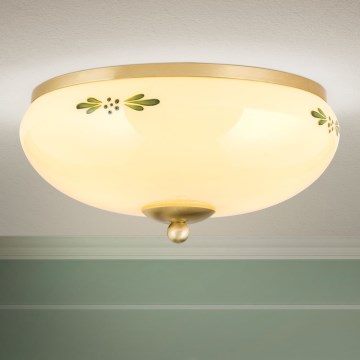 Mennyezeti lámpa LANDHAUS 2xE27/60W/230V átm. 28 cm réz/bézs