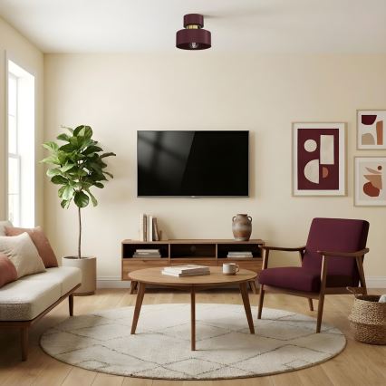 Mennyezeti lámpa MARTI 1xE27/15W/230V átm. 20,5 cm bordó/arany