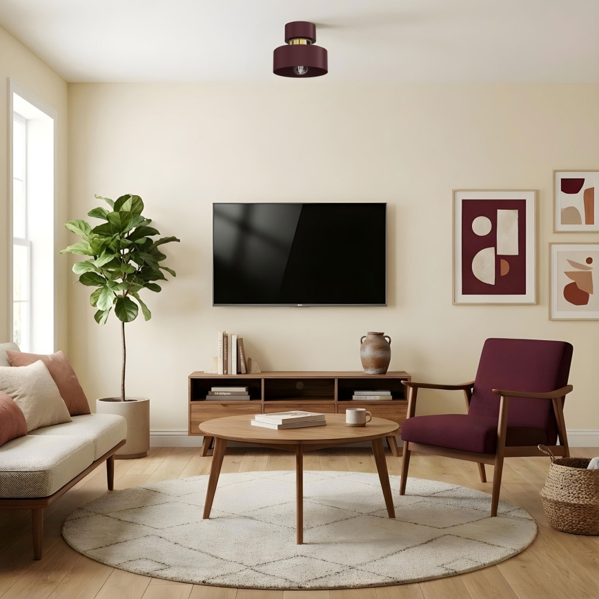 Mennyezeti lámpa MARTI 1xE27/15W/230V átm. 20,5 cm bordó/arany