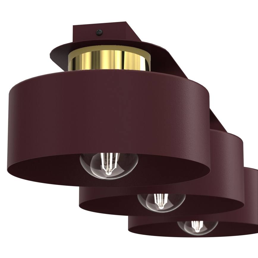 Mennyezeti lámpa MARTI 3xE27/15W/230V 68x20,5 cm bordó/arany
