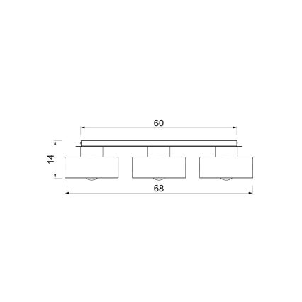 Mennyezeti lámpa MARTI 3xE27/15W/230V 68x20,5 cm bordó/arany