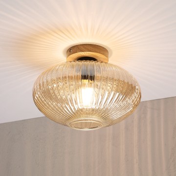 Mennyezeti lámpa MILOU WOOD 1xE27/15W/230V tölgy/füstbézs átm. 29 cm