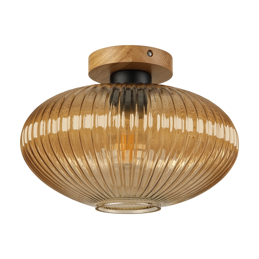 Mennyezeti lámpa MILOU WOOD 1xE27/15W/230V tölgy/füstbézs átm. 29 cm