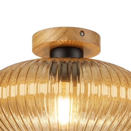 Mennyezeti lámpa MILOU WOOD 1xE27/15W/230V tölgy/füstbézs átm. 29 cm