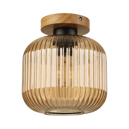Mennyezeti lámpa MILOU WOOD 1xE27/15W/230V tölgy/füstös bézs átm. 20 cm