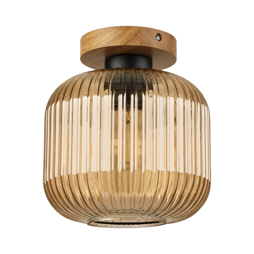 Mennyezeti lámpa MILOU WOOD 1xE27/15W/230V tölgy/füstös bézs átm. 20 cm
