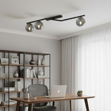 Mennyezeti lámpa NATON 3xE14/10W/230V fekete/füstszínű