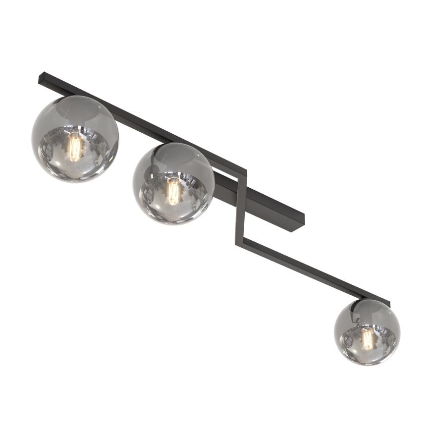 Mennyezeti lámpa NATON 3xE14/10W/230V fekete/füstszínű