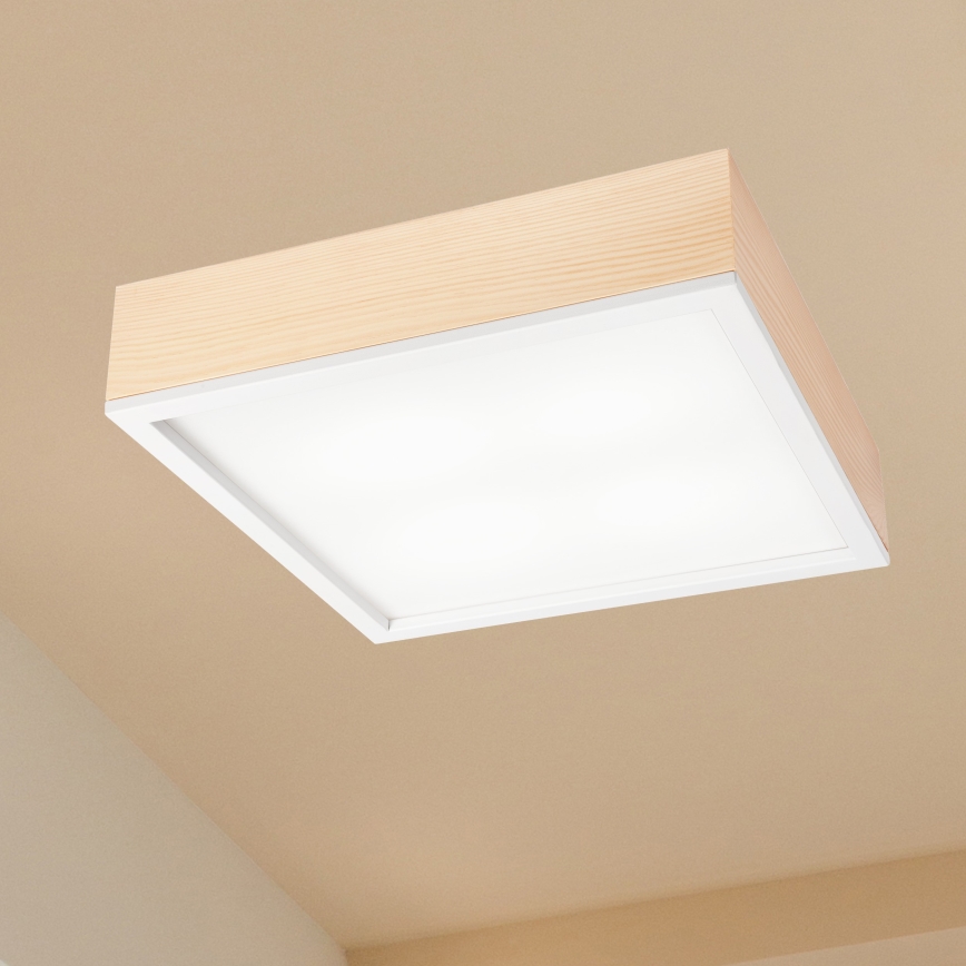 Mennyezeti lámpa NATURAL SQUARE 4xE27/15W/230V 39x39 cm fenyő/fehér