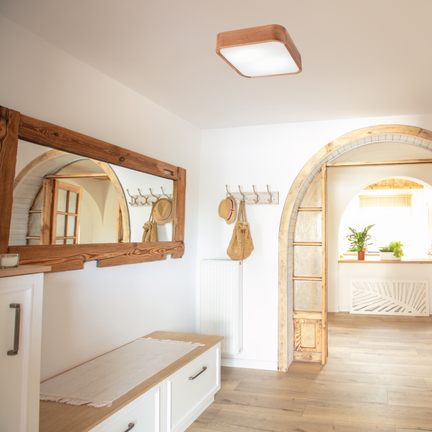 Mennyezeti lámpa OAK SQUARE 2xE27/15W/230V 35x35 cm tölgy