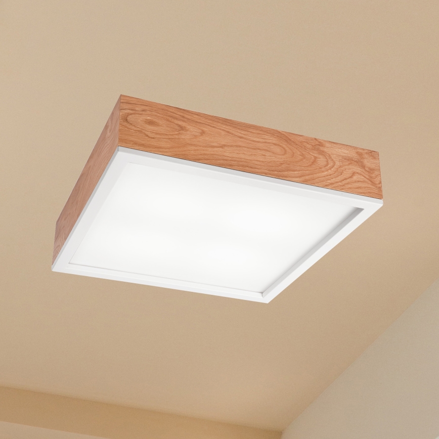 Mennyezeti lámpa OAK SQUARE 4xE27/15W/230V 39x39 cm tölgy/fehér