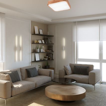 Mennyezeti lámpa OAK SQUARE 4xE27/15W/230V 45x45 cm tölgy
