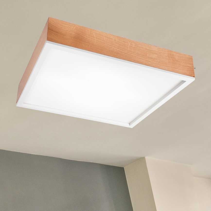 Mennyezeti lámpa OAK SQUARE 4xE27/15W/230V 48x48 cm tölgy/fehér
