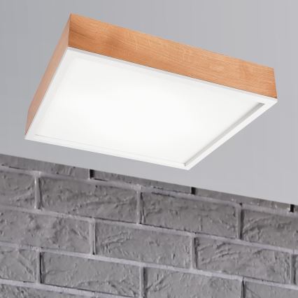 Mennyezeti lámpa OAK SQUARE 4xE27/15W/230V 48x48 cm tölgy/fehér