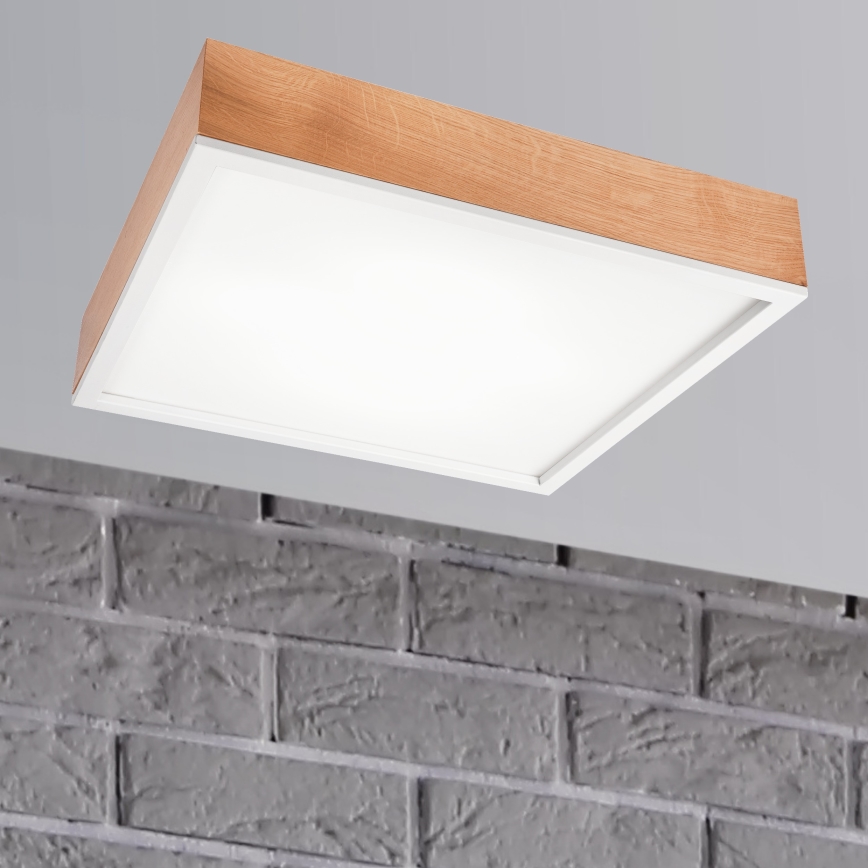 Mennyezeti lámpa OAK SQUARE 4xE27/15W/230V 48x48 cm tölgy/fehér