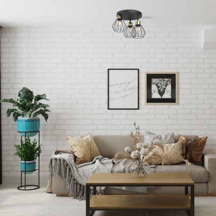 Mennyezeti lámpa PARKLA 3xE27/15W/230V fekete/arany