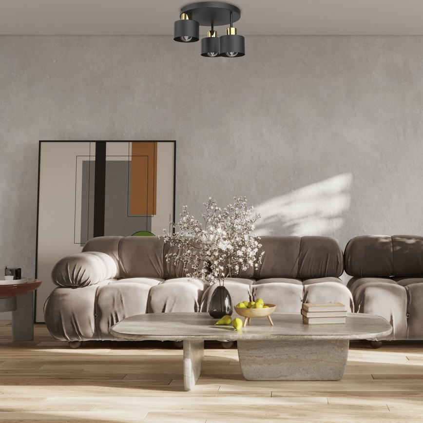 Mennyezeti lámpa PARKLA 3xE27/15W/230V fekete/arany