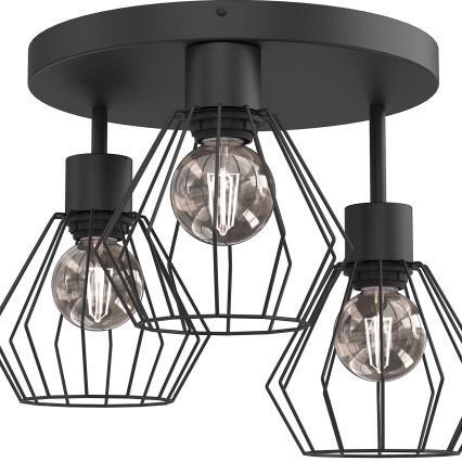 Mennyezeti lámpa PARKLA 3xE27/15W/230V fekete