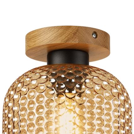 Mennyezeti lámpa ROCCO WOOD 1xE27/15W/230V tölgy/füstbézs átm. 18 cm