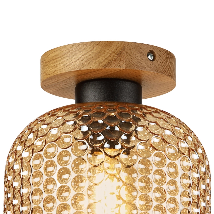 Mennyezeti lámpa ROCCO WOOD 1xE27/15W/230V tölgy/füstbézs átm. 18 cm
