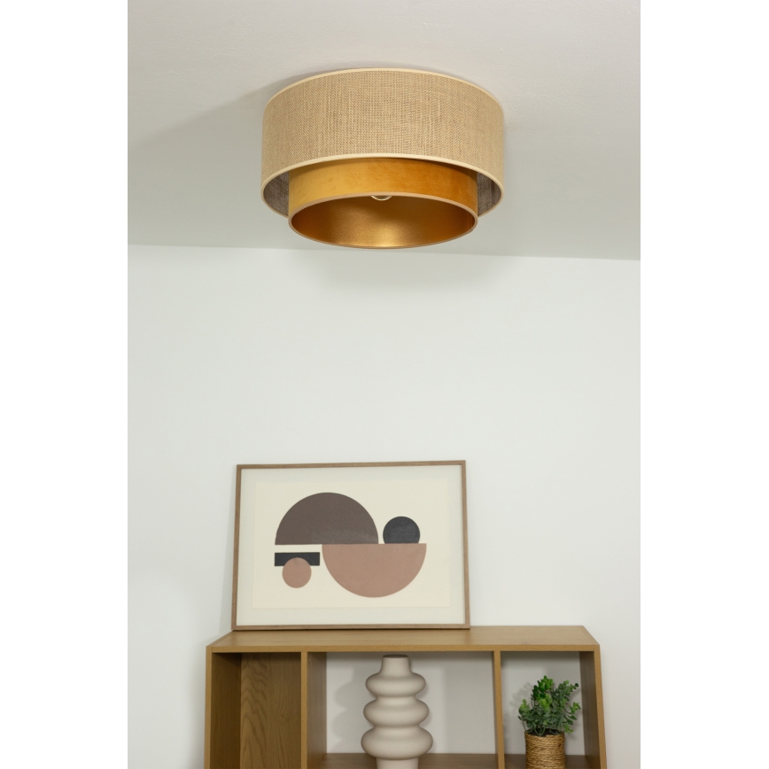 Mennyezeti lámpa SARTA 1xE27/60W/230V átm. 45 cm réz/juta