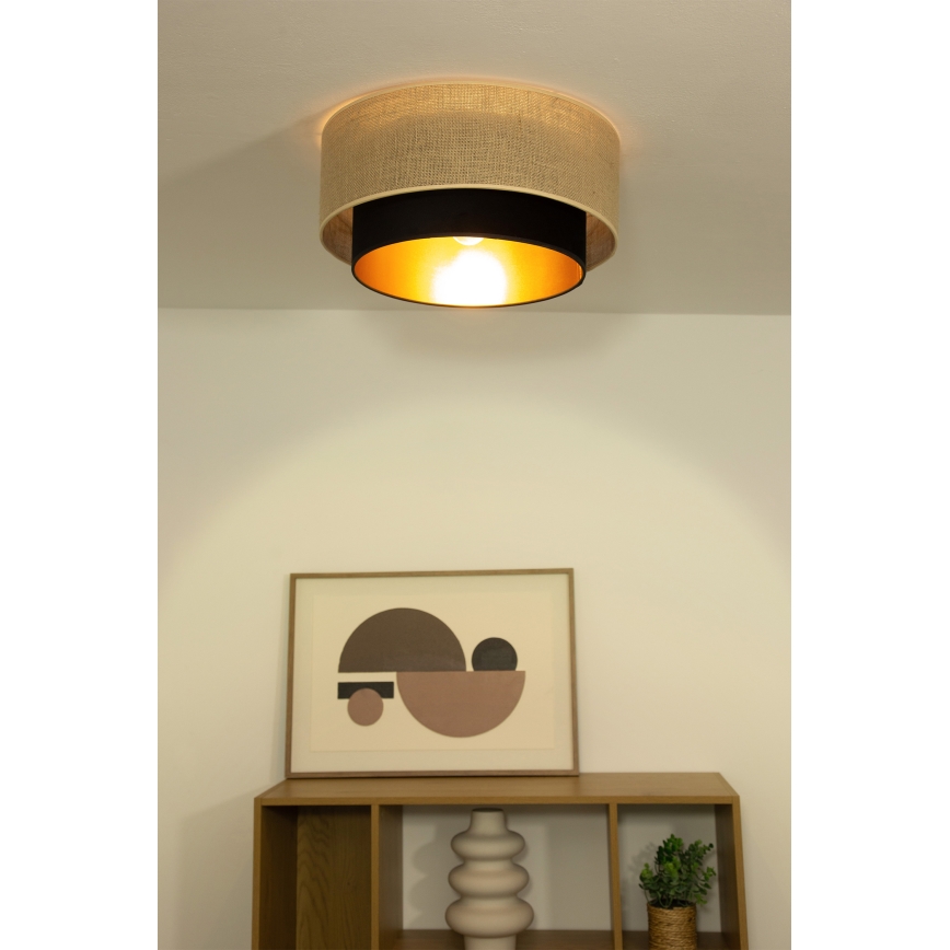 Mennyezeti lámpa SARTA 1xE27/60W/230V Ø 45 cm fekete/juta