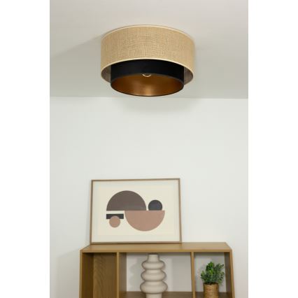 Mennyezeti lámpa SARTA 1xE27/60W/230V Ø 45 cm fekete/juta