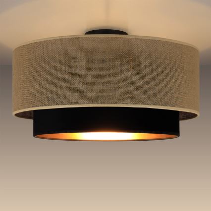 Mennyezeti lámpa SARTA 1xE27/60W/230V Ø 45 cm fekete/juta