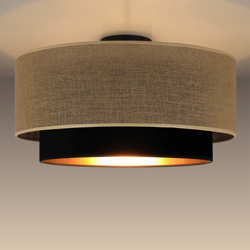 Mennyezeti lámpa SARTA 1xE27/60W/230V Ø 45 cm fekete/juta