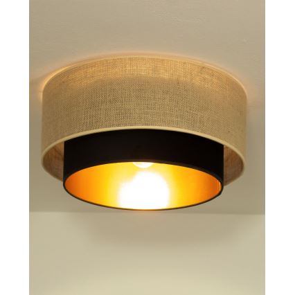 Mennyezeti lámpa SARTA 1xE27/60W/230V Ø 45 cm fekete/juta