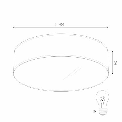 Mennyezeti lámpa SIRJA 2xE27/15W/230V, átmérő 45 cm, fehér