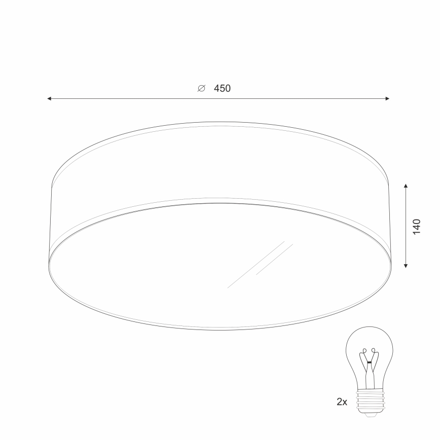 Mennyezeti lámpa SIRJA 2xE27/15W/230V, átmérő 45 cm, fehér