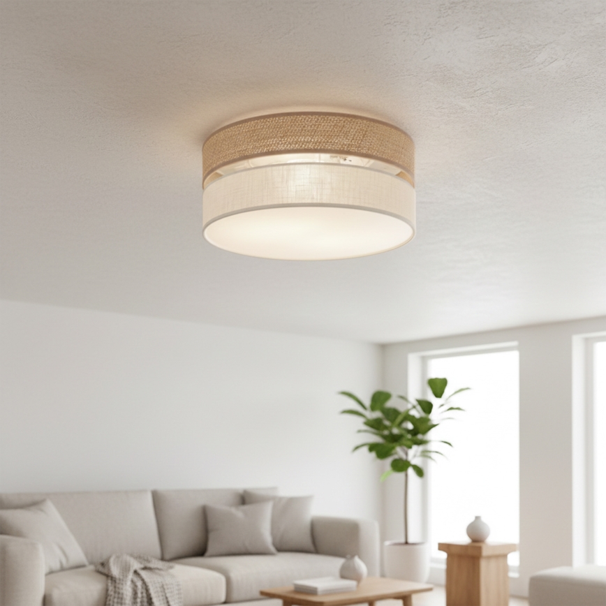 Mennyezeti lámpa SIRJA DOUBLE BOHO 2xE14/15W/230V átm. 35 cm bézs/krém