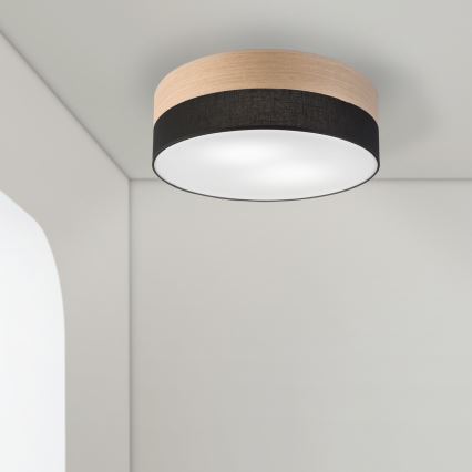Mennyezeti lámpa SIRJA WOOD 2xE27/15W/230V átm. 45 cm fekete/tölgy