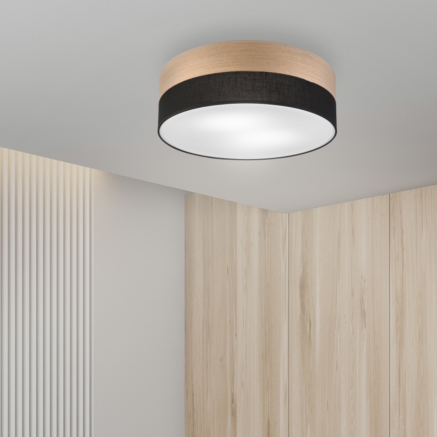 Mennyezeti lámpa SIRJA WOOD 2xE27/15W/230V átm. 45 cm fekete/tölgy