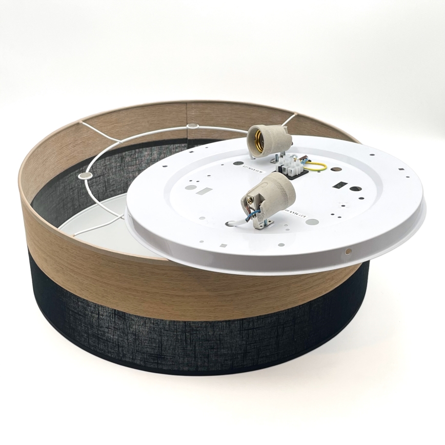 Mennyezeti lámpa SIRJA WOOD 2xE27/15W/230V átm. 45 cm fekete/tölgy