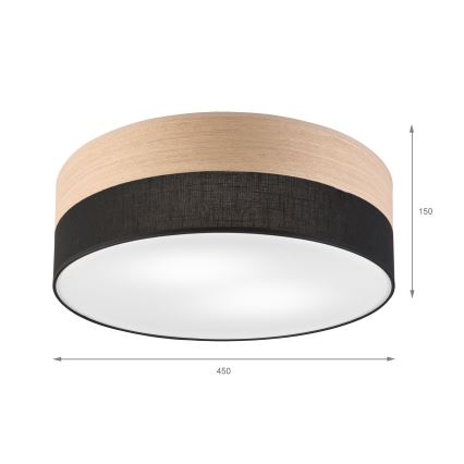 Mennyezeti lámpa SIRJA WOOD 2xE27/15W/230V átm. 45 cm fekete/tölgy