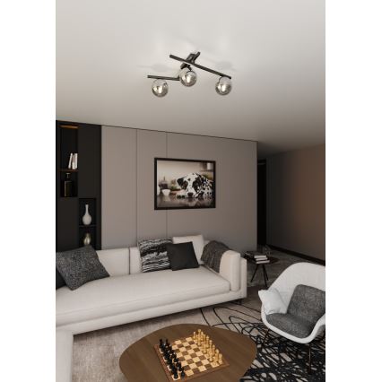 Mennyezeti lámpa SMART 3xE14/10W/230V fekete/szürke