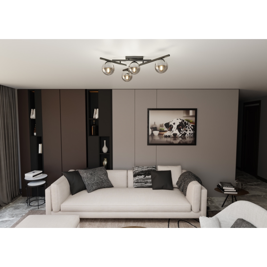 Mennyezeti lámpa SMART 4xE14/10W/230V fekete/szürke
