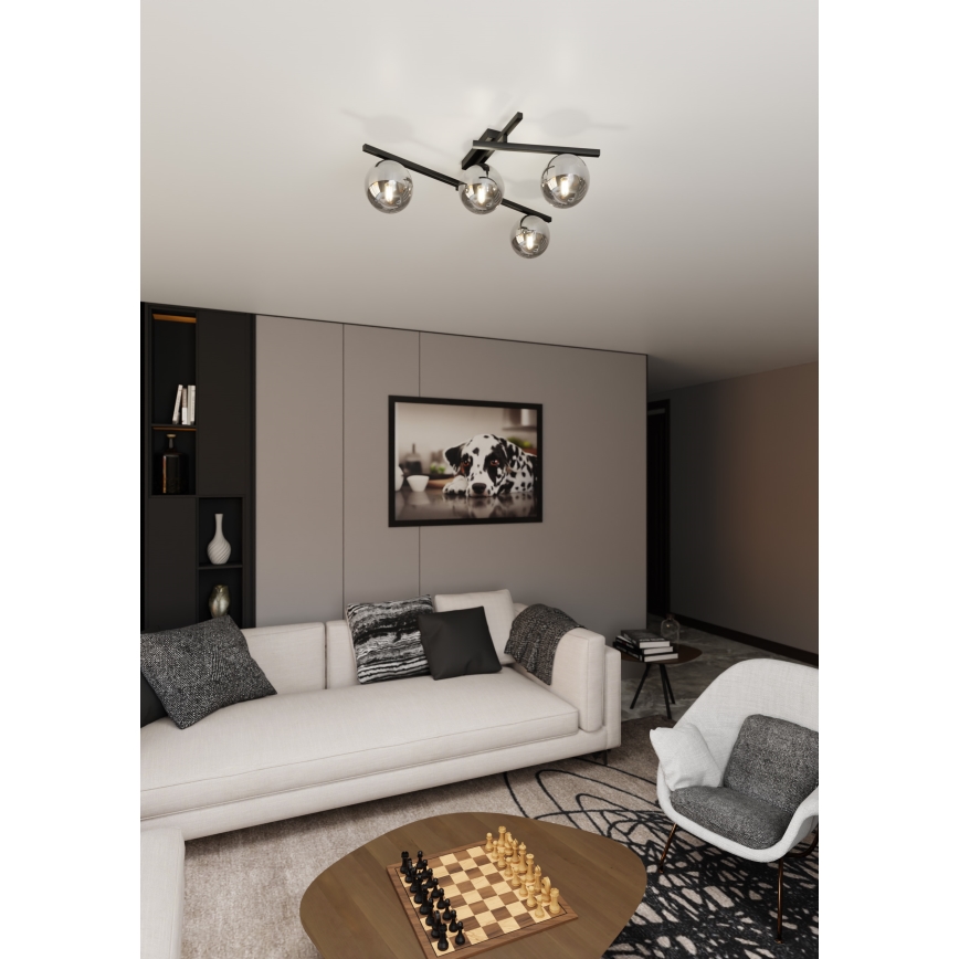 Mennyezeti lámpa SMART 4xE14/10W/230V fekete/szürke