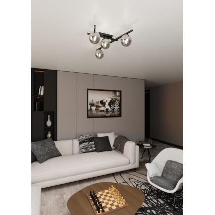 Mennyezeti lámpa SMART 4xE14/10W/230V fekete/szürke