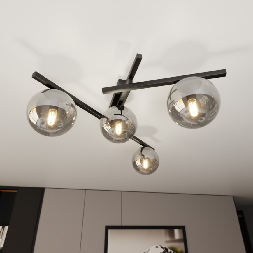 Mennyezeti lámpa SMART 4xE14/10W/230V fekete/szürke