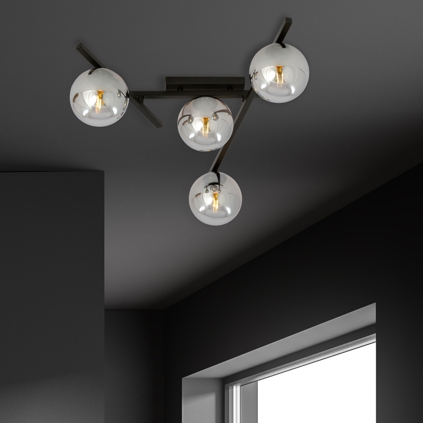 Mennyezeti lámpa SMART 4xE14/10W/230V fekete/szürke