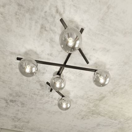 Mennyezeti lámpa SMART 5xE14/10W/230V fekete/szürke