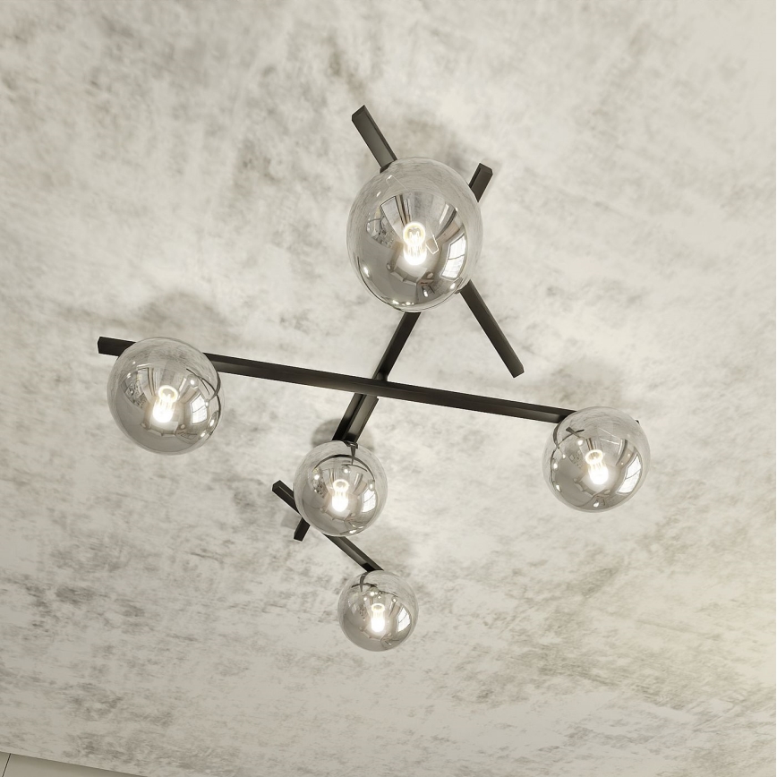 Mennyezeti lámpa SMART 5xE14/10W/230V fekete/szürke