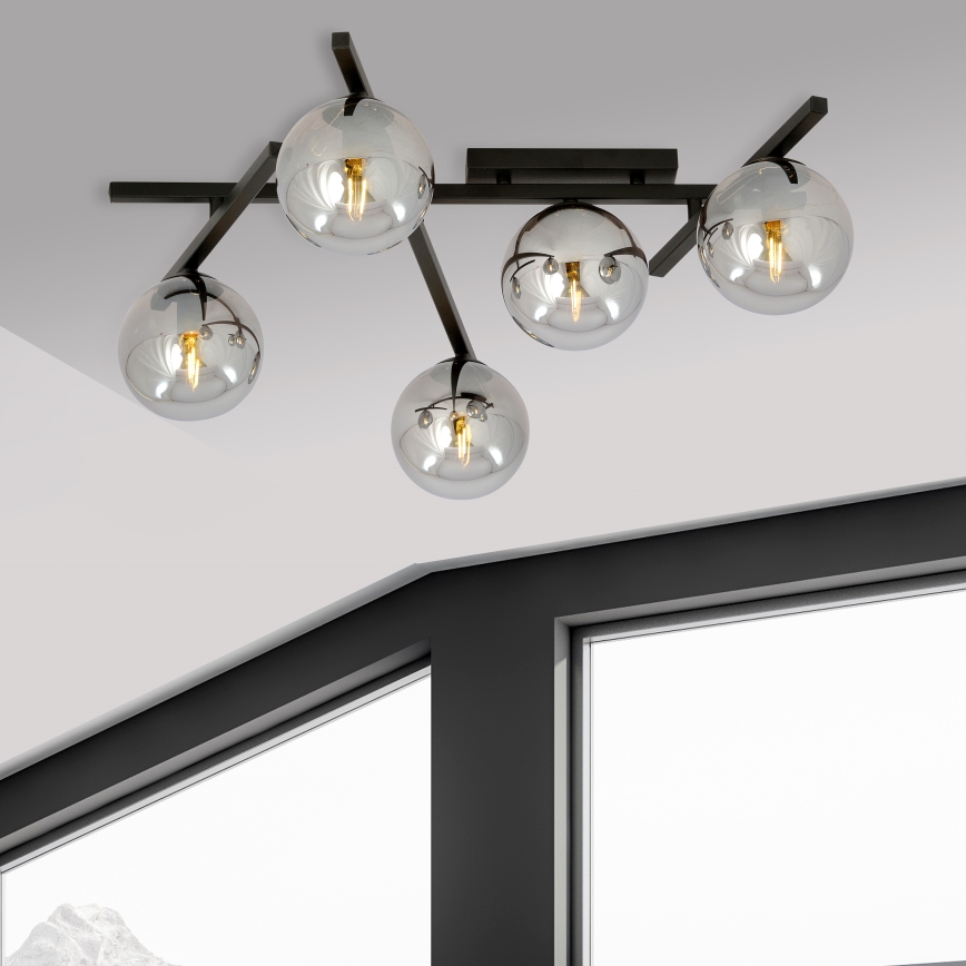 Mennyezeti lámpa SMART 5xE14/10W/230V fekete/szürke