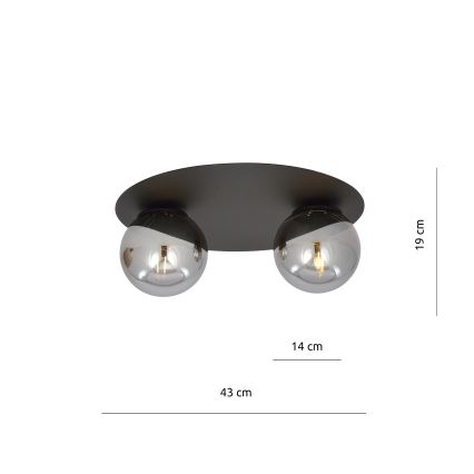 Mennyezeti lámpa SOLAR 2xE14/10W/230V fekete/szürke