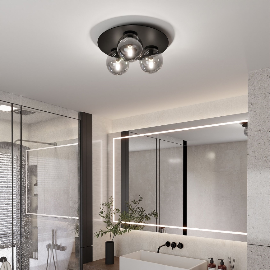 Mennyezeti lámpa SOLAR 3xE14/10W/230V fekete/szürke