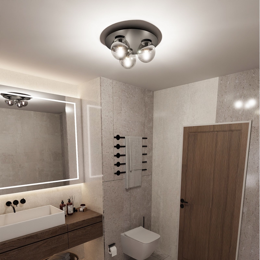 Mennyezeti lámpa SOLAR 3xE14/10W/230V fekete/szürke